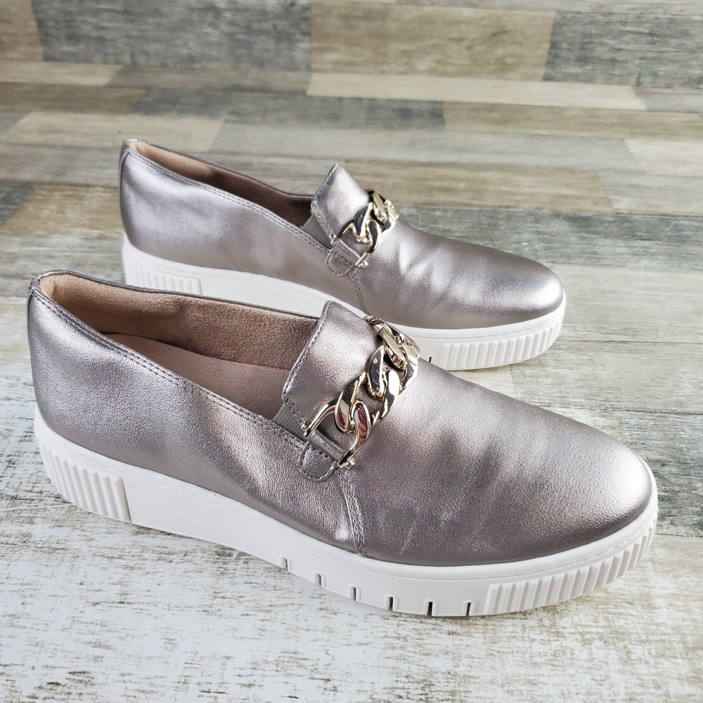 Naturalizer Metallic Silver Platform Slip-On Loafers